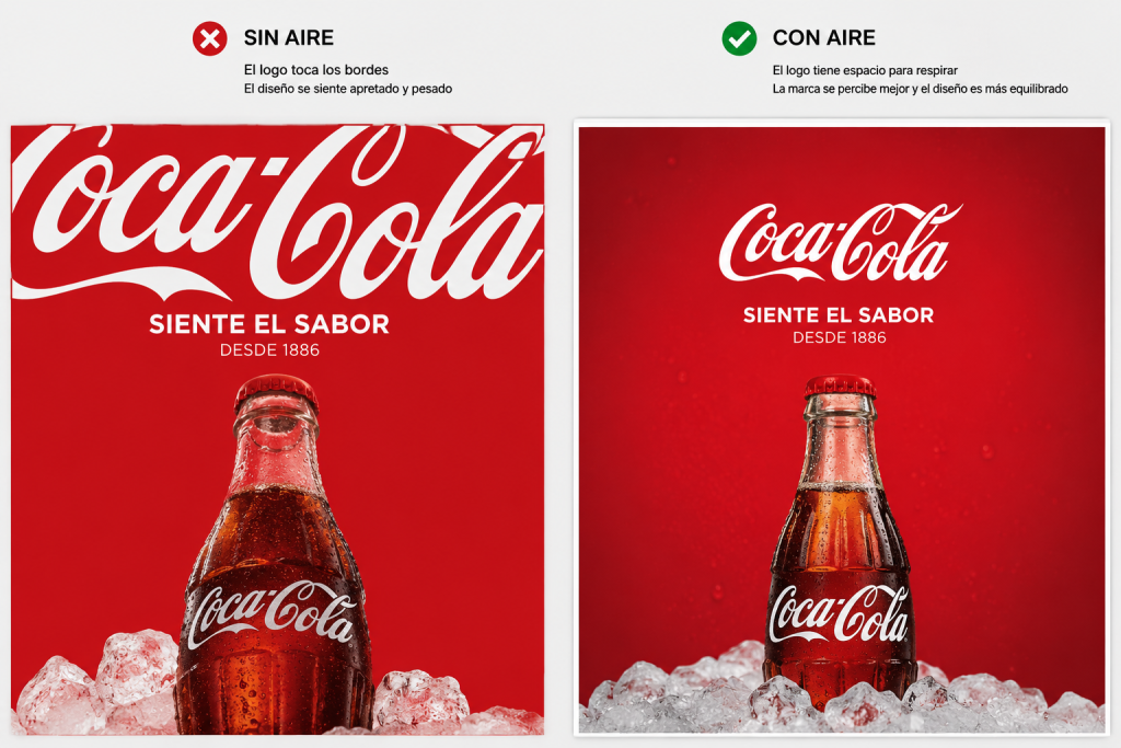Ejemplo de diseño con y sin aire: importancia de los márgenes y jerarquía visual
